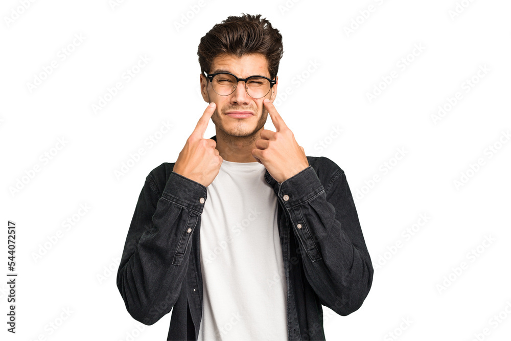 Young caucasian handsome man isolated crying, unhappy with something, agony and confusion concept. Young caucasian handsome man isolated crying, unhappy with something, agony and confusion concept.