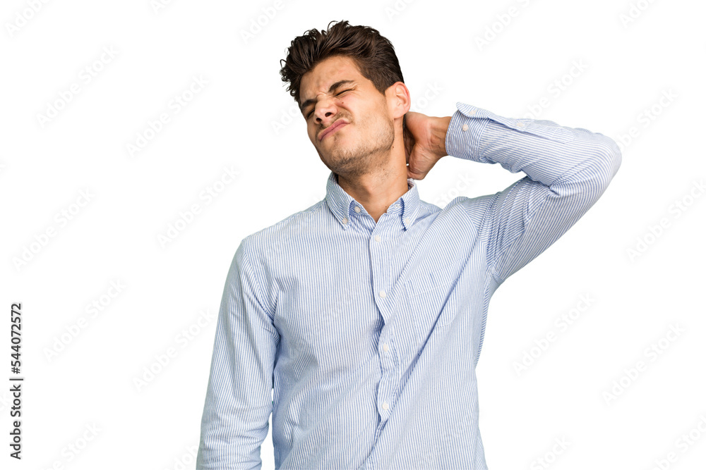 Young caucasian handsome man isolated massaging elbow, suffering after a bad movement. Young caucasian handsome man isolated massaging elbow, suffering after a bad movement.