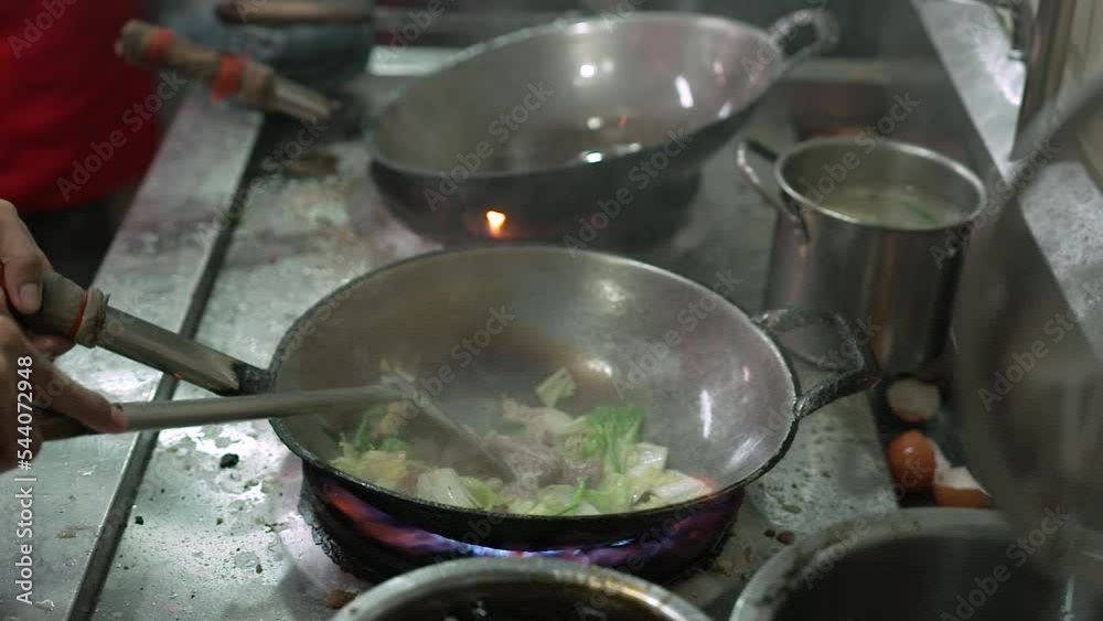 Cooking with Flames, Cooking Tossing Thai Sukiyaki Suki Fried Noodles Famous Streetfood, Wok Fried Noodles Slow Motion Cooking with Flames, Cooking Tossing Thai Sukiyaki Suki Fried Noodles Famous Streetfood, Wok Fried Noodles Slow Motion