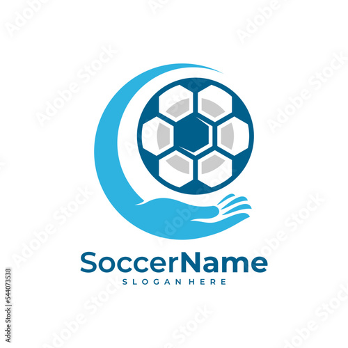 Care Soccer logo template  Football logo design vector