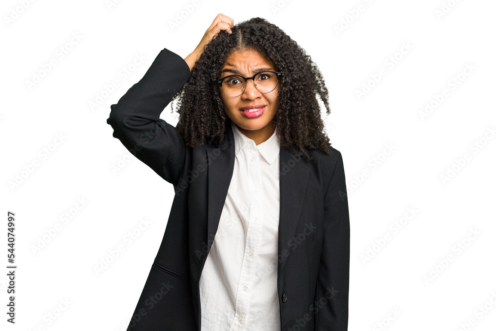 Young african american business woman isolated being shocked, she has remembered important meeting.