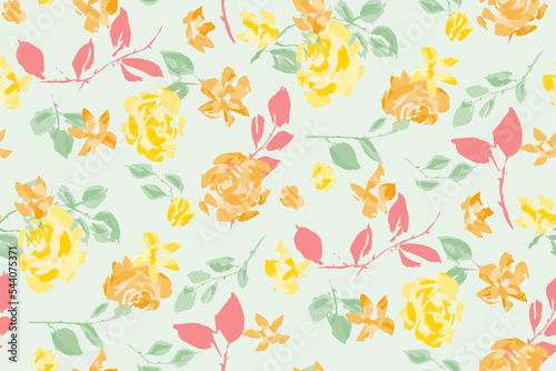 Beautiful floral motif. roses intertwined in a seamless pattern on a gentle background