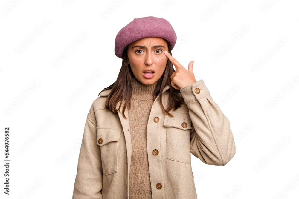 Young caucasian woman wearing winter jacket isolated showing a disappointment gesture with forefinger. Young caucasian woman wearing winter jacket isolated showing a disappointment gesture with forefinger.
