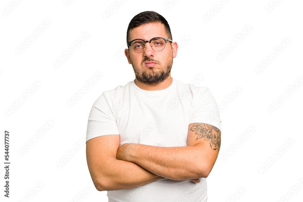 Young caucasian man isolated who is bored, fatigued and need a relax day. Young caucasian man isolated who is bored, fatigued and need a relax day.
