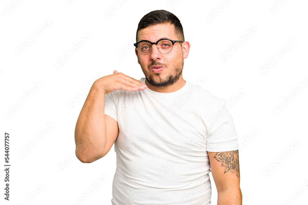 Young caucasian man isolated laughing about something, covering mouth with hands. Young caucasian man isolated laughing about something, covering mouth with hands.