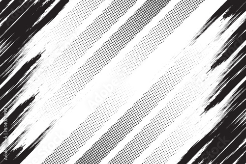 Black and white abstract grunge texture with halftone background