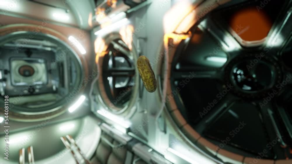 marinated pickled cucumber floating in internation space station marinated pickled cucumber floating in internation space station