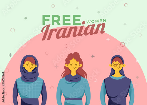 Iranian Women Protest Flat Illustration Design photo