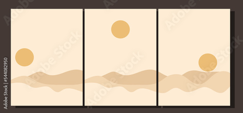 Postor in a modern minimalist style. Abstract coloful landscape poster collection.