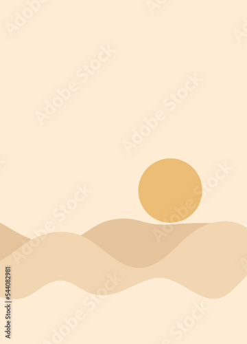 Postor in a modern minimalist style. Abstract coloful landscape poster collection.