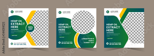 Hemp product cbd oil social media square web banner instagram post