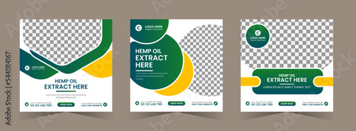 Hemp product cbd oil social media square web banner instagram post