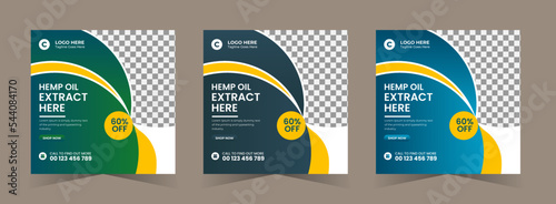 Hemp product cbd oil social media square web banner instagram post