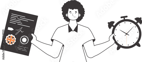 The boy helps teaches English. The concept of learning a foreign language. Lineart modern style. Isolated, vector illustration.