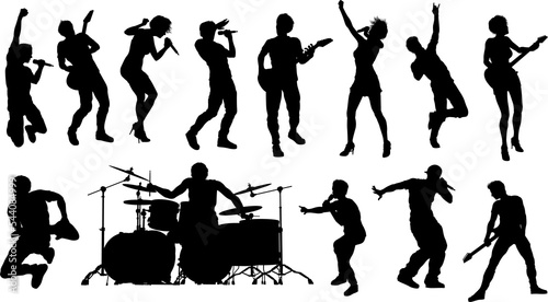 Pop or Rock Band Group Musicians Silhouettes photo