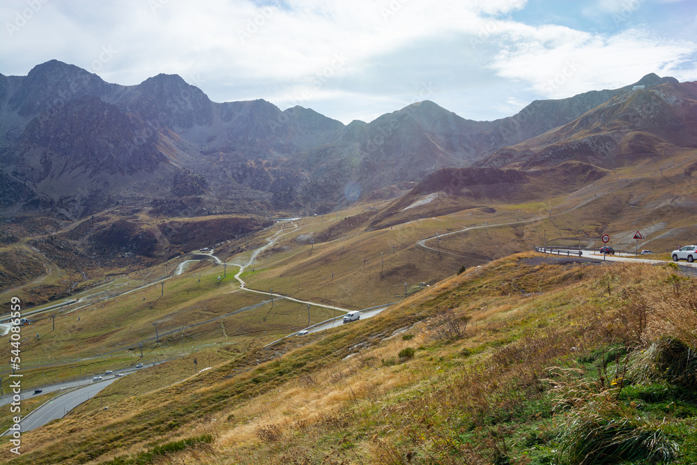 Mountain serpentine and road in Andorra.