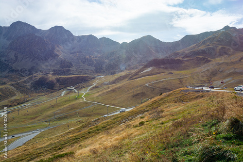 Obraz na płótnie Mountain serpentine and road in Andorra. w salonie