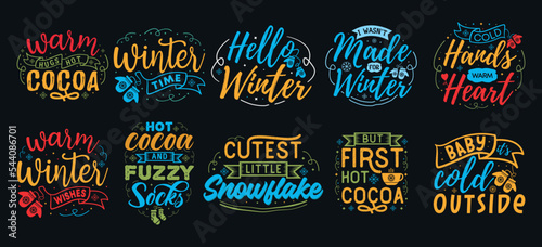 Winter SVG Bundle, Winter quotes, typography for t-shirt, poster, sticker and card	