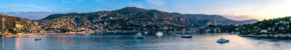 Sunrise over Harbor and Bay of Villefranche-sur-Mer, French Riviera, France