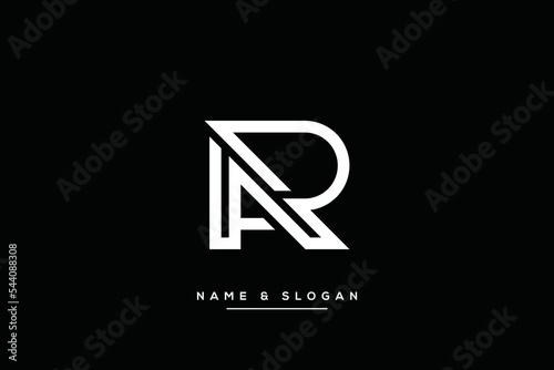 Minimal creative unique style letter AR, RA logo, monogram line art design template.