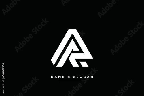 Minimal creative unique style letter AR, RA logo, monogram line art design template.