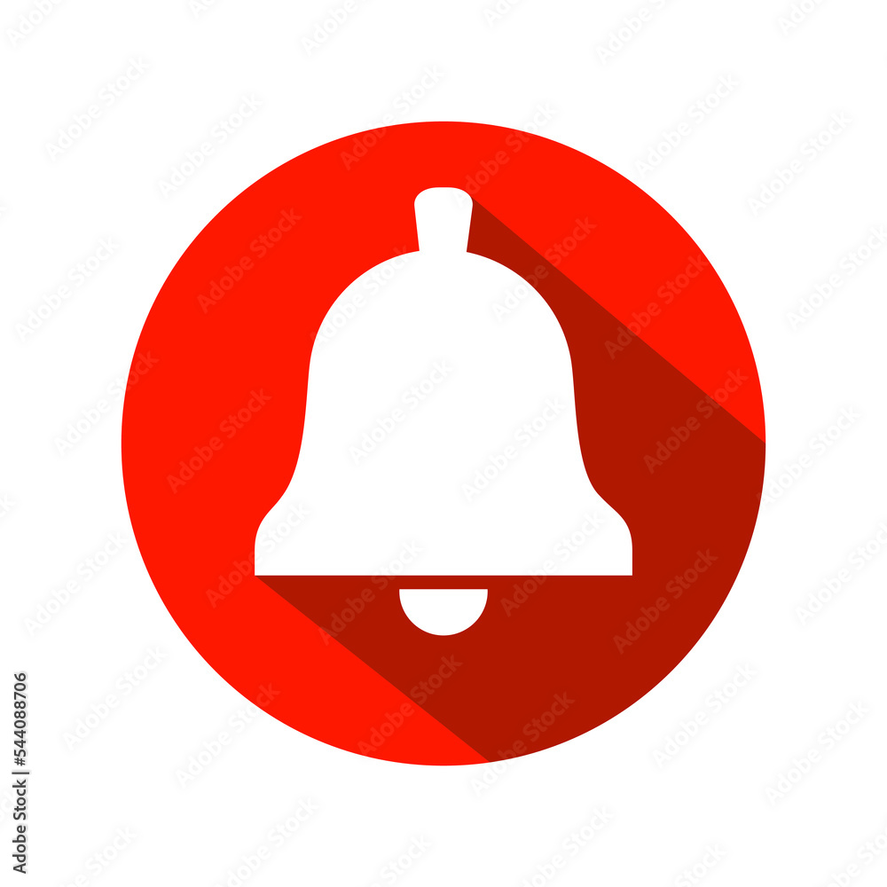 Bell button icon. Notification bell in a red circle. Template bell web symbol app, ui, logo. Vector design Bell button icon. Notification bell in a red circle. Template bell web symbol app, ui, logo. Vector design