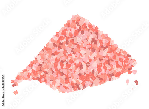 Himalayan pink salt. A scattering of crystals of sugar or salt. Realistic vector illustration isolated on black background. photo