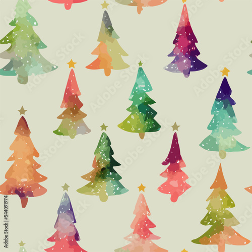 Seamless pattern christmas tree, aquarelle xmas tree endless background pattern. Winter collection