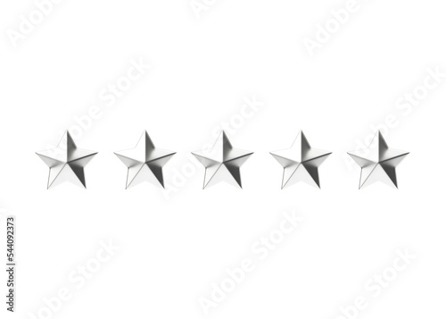 Review 3d render icon - five star customer positive rate  award experience service illustration