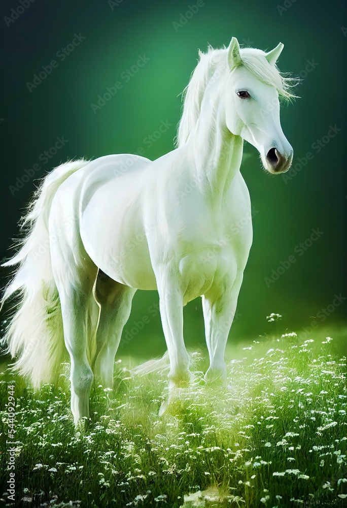 white gorgeous horse 
