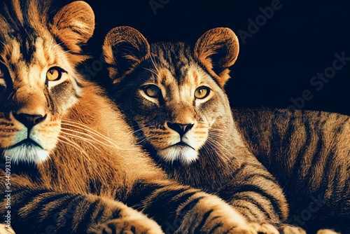 two lions portrait 
