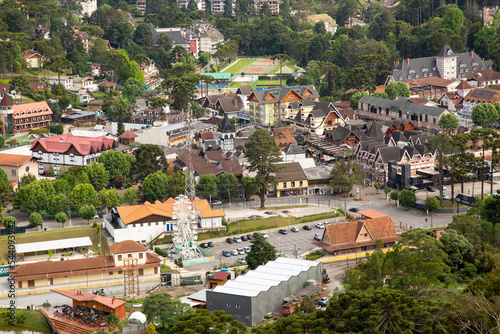 Aerial view of Campos do Jordão Tourist Center, Sao Paulo, Brazil. Top view