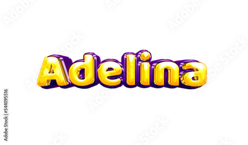 Adelina girls name sticker colorful party balloon birthday helium air shiny yellow purple cutout photo