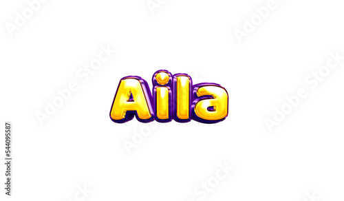 Aila girls name sticker colorful party balloon birthday helium air shiny yellow purple cutout photo