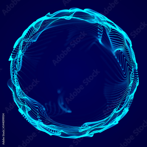 Abstract sphere. Network of dots. Abstract digital background. 3d rendering