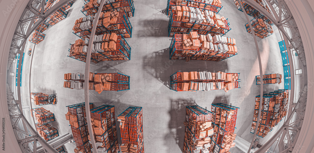 Ταπετσαρία fisheye view of an industrial warehouse.