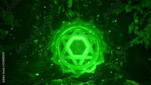 Heart Chakra Anahata green psychedelic spiritual meditate vj loop background hindu energy 3D abstract texture 4k awareness motion art photo