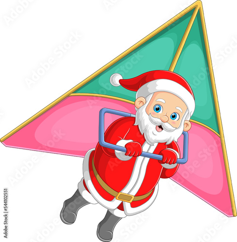 Brave santa is mastering hang gliding sport