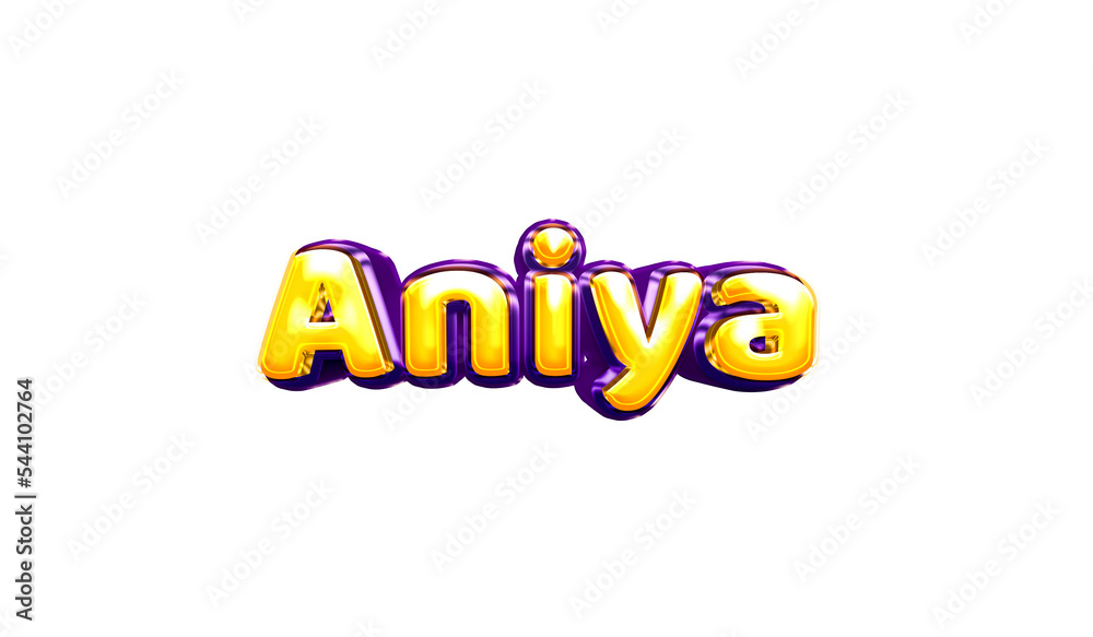 Aniya girls name sticker colorful party balloon birthday helium air shiny yellow purple cutout Aniya girls name sticker colorful party balloon birthday helium air shiny yellow purple cutout