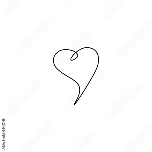 Vector contour heart clipart on white background.