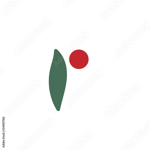 Red berry on white background. Vector logo icon.  Perfect for greeting cards, logo, icon.