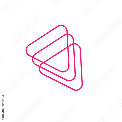 Three vector pink contour triangles on white background.