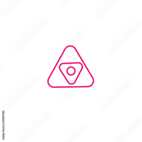 Vector pink contour triangles and circle on white background.