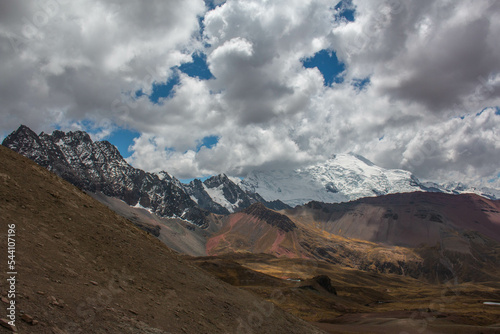 View of Nevado Auzangate from Arcoiris Mountain, Peru. 