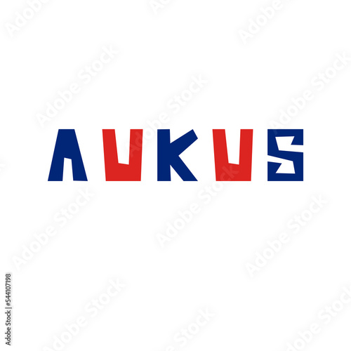 Inscription AUKUS is the UK, US and Australia. Three-nation agreement.