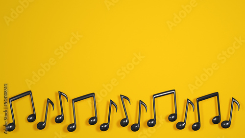 Canvas-taulu Black music notes on yellow background