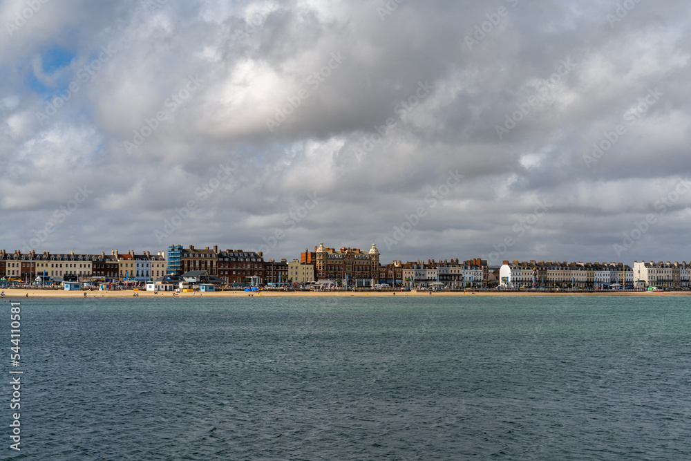 view of the esplanade and beach in downtown Weymouth