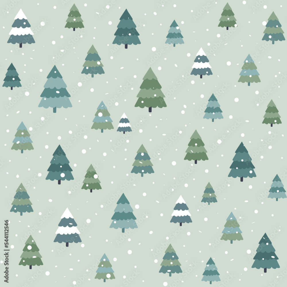 cute cartoon christmas tree seamless pattern