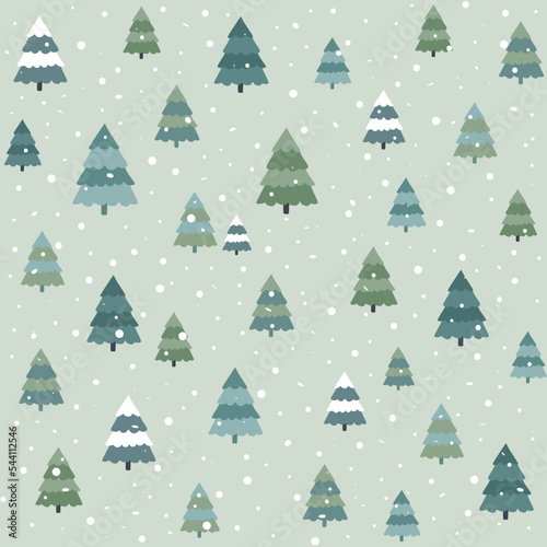 cute cartoon christmas tree seamless pattern © Sasi