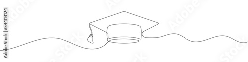Obraz na plátně Continuous linear drawing of graduation cap